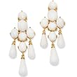 Gold Plated Faux White Agate Chandelier Post Earrings by Cheryl M