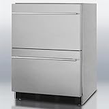 Summit 24" Outdoor Stainless Steel 2-Drawer Refrigerator, Lights: None, Tem ....