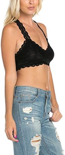 Women's Lace Racerback Bralette Black Medium