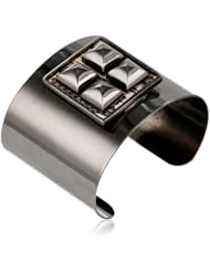 Ted Rossi "Urban Tribal" Python Square Mini Pyramid Metal Cuff Bracelet