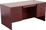 59''W x 30''D Contemporary Hanging Pedestal Desk with Mahogany Finish [SL-CF5103-2HG-CD-MAH-GG]