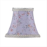 Shades - Chandelier Clip On Lamp Shade - Sky Blue Floral Print with Fancy Trim - B5537