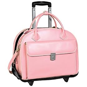 Pink McKlein Glen Ellyn Italian Leather Detachable-Wheeled Ladies' Briefcase - Pink