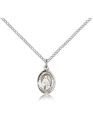 .925 Sterling Silver Saint St. Veronica Medal Pendant 1/2 x 1/4 Inches Photographers-9110- Comes with a .925 Sterling Silver Lite Curb Chain Neckace And a Black velvet Box