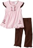 Young Hearts Girls 4-6x Embroidery And Ruffle Top With Cargo Pant Set