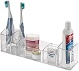 InterDesign Med+ Bathroom Medicine Cabinet Organizer, for Electric Toothbrush, Toothpaste, Vitamins, Makeup - Clear