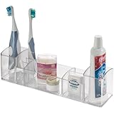 InterDesign Med+ Bathroom Medicine Cabinet Organizer, for Electric Toothbrush, Toothpaste, Vitamins, Makeup - Clear