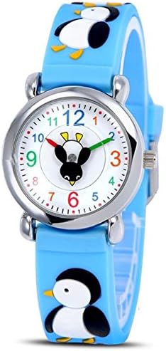 JIAYAXIN Children's Cartoon Waterproof and Durable Electronic Watch Boy Girl Penguin Rotation Pattern