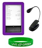 Purple Silicone Skin Case and Book light for Barnes & Noble nook E-Reader Reading Device (nook NOT Included)