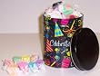 Scott's Cakes Assorted Nougat Salt Water Taffy in a Celebrate Can