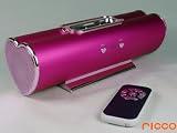 SPECIAL ST VALENTINE'S DAY GIFT HEART SHAPED ALUMINUM iPhone 3G 3GS iPod Nano G3 G4 G5 Touch G1 G2 Classic Speaker and Docking Station System with Mains Charger Adapter Plug and REMOTE CONTROL - RICCO VX-- PINK