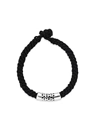 Honeystore Girls 925 Sterling Silver White Gold Black String Bracelet Color Black White Length 7.1 inch