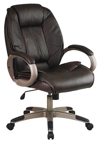 Office Star Work Smart Executive Glove Soft Leather Chair with Coated Finish Base and Arms, Espresso