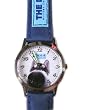 The Dog Artist Collection Watch - Dog Watch With Blue Leather Band - 8 Inches Long