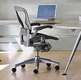 Aeron Chair by Herman Miller - Home Office Desk Task Chair Fully Loaded Highly Adjustable Medium Size (B) - Lumbar Back Support Cushion Titanium Smoke Frame Classic Quartz Pellicle