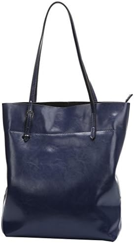 Melete Women's Handbag Genuine Leather Tote Shoulder Bags Soft Hot Dark-blue