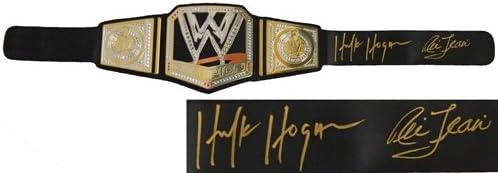 Schwartz Sports Memorabilia HOGBLT520 Hulk Hogan &amp; Ric Flair Dual Signed WWE World Championship Black Replica Belt