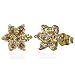 Star Flower Champagne Cubic Zirconia 18k Yellow Gold Overlay Sterling Silver Studs