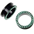 Acrylic Flesh Tunnel with Clear Stones - Green - 7/16" - Sold as a Pair