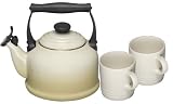 Le Creuset Traditional Kettle and Mug Set, Almond, 3 Piece