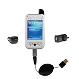 Retractable USB Hot Sync Compact Kit with Car & Wall Charger for the Sprint PPC-6700 - Gomadic Brand w/ TipExchange Technology