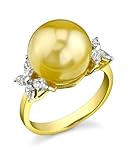 Golden Pearl & Diamond Floral Ring