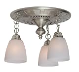 Hunter 80705 Garden District 70 CFM 3-Light Bathroom Fan, Brushed Nickel with Silk Road White Glass Shades