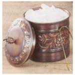 Old Dutch 2.5 Quart Antique Embossed Lined Ice Bucket w/Brass Tongs