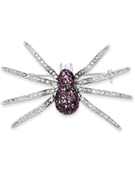 Sterling Silver Black Rhodium Pink CZ Spider Pin. Metal Wt- 9g