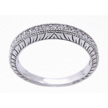 0.20ct Unique Diamond Wedding Band Antique Style 14k White Gold