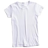 White Classic Fit Womens' Solid color contoured T-Shirt, 100% cotton, 5 Adult Sizes