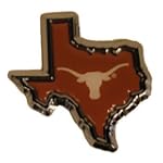University of Texas Longhorns "Orange State Shape Longhorn" Color & Chrome Plated Premium Metal Car Truck Motorcycle NCAA College Emblem