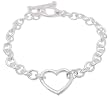 Italian Sterling Silver Open Heart Toggle Bracelet