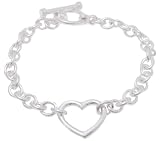Italian Sterling Silver Open Heart Toggle Bracelet