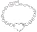 Italian Sterling Silver Open Heart Toggle Bracelet