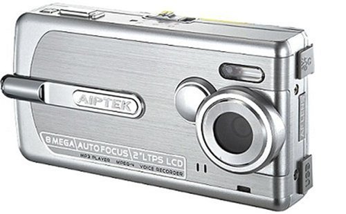 Photo: Aiptek PocketCam 8200   Digital camera   compact with digital player/voice recorder   5.0 Mpix / 10 Mpix  interpolated    supported memory. MMC, SD