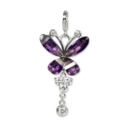 SilberDream 925 Sterling Silber Charm Schmetterling lila Anhänger für Ketten Armband Ohrring FC4111V Silber Charm