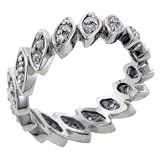 Cz Gathered Leaves Right Hand Wedding Anniversary Band Ring