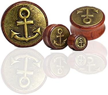 Global Trading01® 10-30mm Wood Anchor Ear Gauges Plug Ring Earring Tunnels Ear Expander Stretcher (30mm)