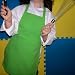 CHEFSKIN GREEN APRON KIDS CHILDREN FITS 2-7 YR OLDS 15x21 INCHES REAL FABRIC 100% POLY GIFT, THE BEST PARTY FAVOR, COSTUME OR FOR SCHOOL OR PLAY, CENTER POCKET AND RIBBON STRAPS image 1