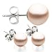 14K White Gold 6-7mm Pink Freshwater Cultured Pearl Stud Earrings AAA Quality