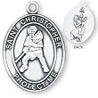 Sterling Silver Saint Christopher Mens-Boys Lacrosse Medal and 24-inch Chain