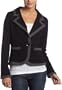 Kensie Girl Juniors' French Terry Blazer-Style Jacket,Black Mix,X-Small