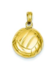 14K Yellow Gold Volleyball Charm Sports Pendant Jewelry