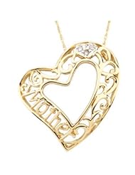 Clevereves 14Ky & Rhodium Plated Mother Heart Pendant Inspirational Blessings 25.25X25.00 mm