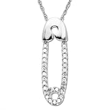 10k White Gold Diamond Safety Pin Pendant (.08 cttw)