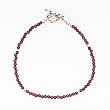 Tiny Round Garnet Gemstone Bead Toggle Bracelet with Sterling Silver Accents, 7 1/4" Length, #7524