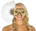 Women's Gold Sequin Hand Held Eye Costume Mask
