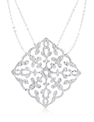 Argento Vivo Sterling Silver Double Strand Diamond Shaped Laser Cut Necklace