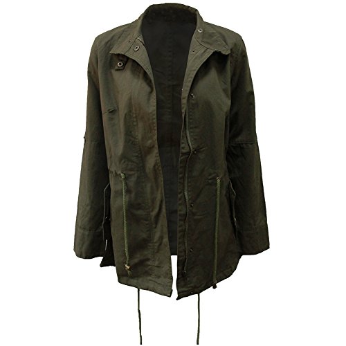 Asherangel Women's Hooded Drawstring Military Jacket Parka Coat Army Green (US 8) Apparel